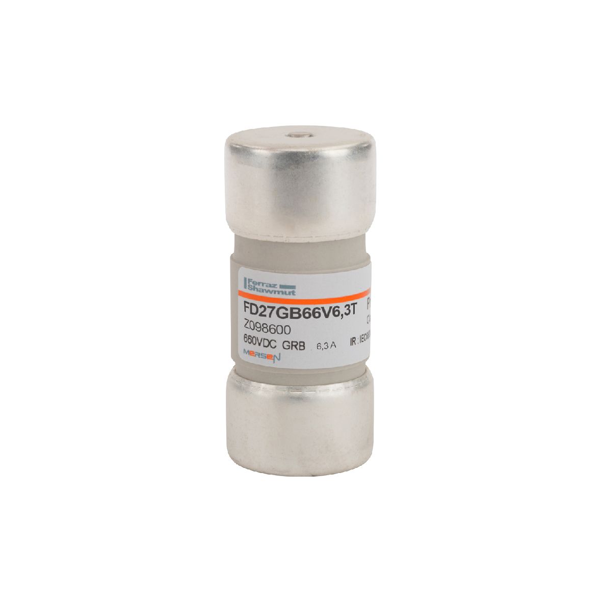 Z098600 - Cylindrical fuse-link gR (gRB) 660VDC 27x60, 6,3A with striker
